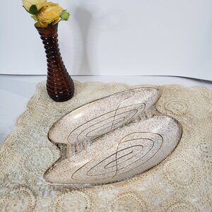 Vintage MCM Gold Ceramic Atomic Starburst Ashtray Tobacciana Decor Hollywood